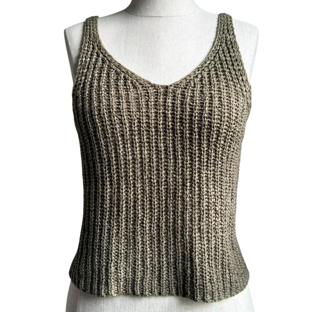 Moon & Madison Olive Khaki Crochet Tank Top Womens Small